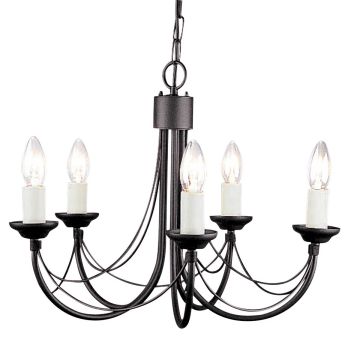 Elstead Lighting CARISBROOKE CB5-BLACK Kronleuchter 5x60W/E14