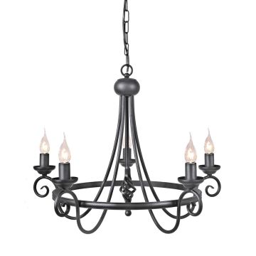 Elstead Lighting HARLECH HR5-BLACK Kronleuchter 5x60W/E14