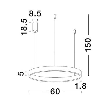 Luces Exclusivas BARI LE43252 Pendelleuchte 1x60W/led 3000k IP20 2552lm
