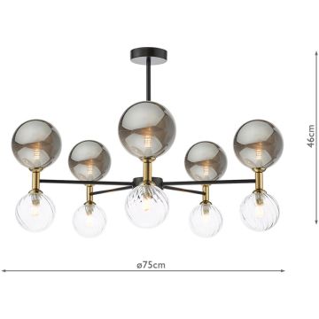 Dar Lighting Takara TAK2354-03-24 Deckenlampe 10x20w/g9 ip20